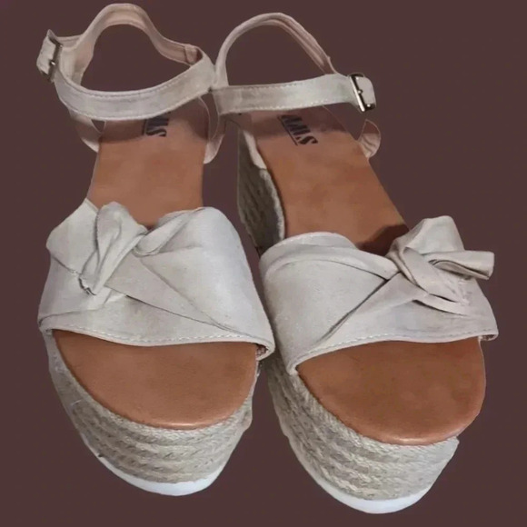 AMS Shoes - AMS Emma 22 espadrille platform casual sandal in color nude size 11